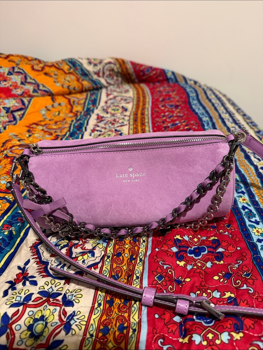 Kate Spade Lavender Suede Crossbody Bag